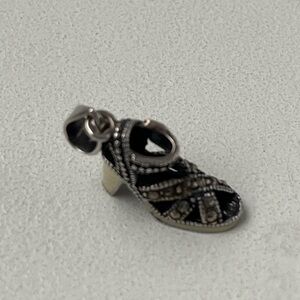 Beautiful Black and Silver Marcasite Shoe Charm